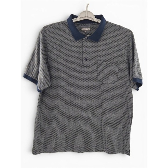 Denver Hayes Other - Denver Hayes Men's Patterned Polo Shirt‎ L Grey Navy Classic Fit Golf Dad Casual
